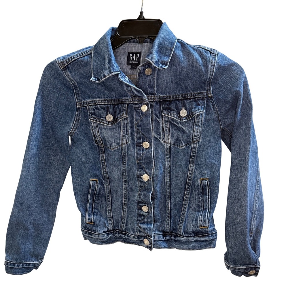 Gap Denim 1969 Women Medium Wash Blue Cotton Button Front Jean Jacket XS